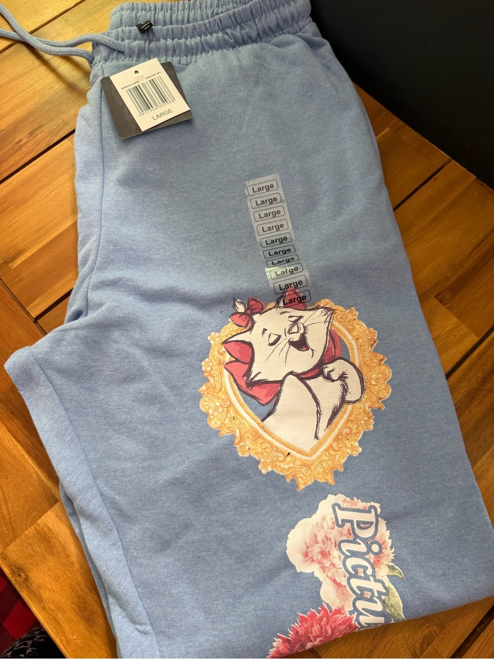 Disney Light Blue Track Joggers with Marie Graphic